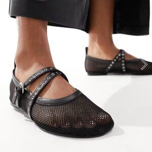 & Other Stories mesh ballerina flats in black, size 40, 9.5